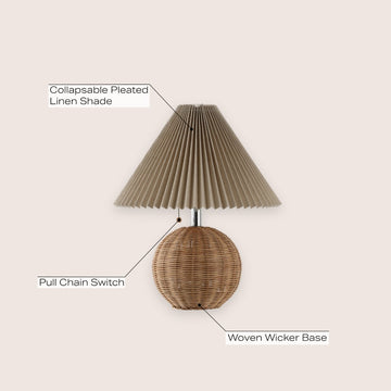 Aksel 17.25" Coastal Scandinavian Resin/Iron Sphere LED Table Lamp with Pleated Shade and Pull Chain